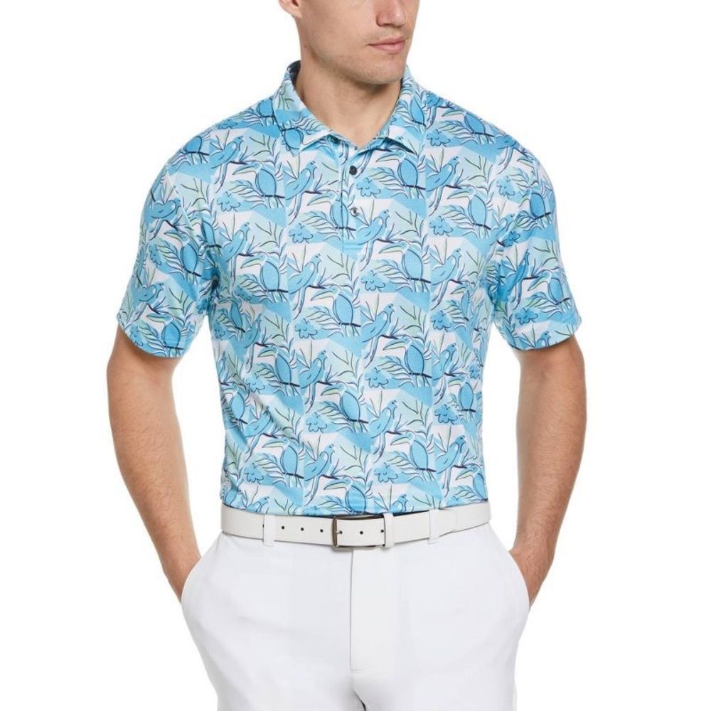 Jack Nicklaus Men's Tropical Birds Sun Protection Moisture Wicking Polo Shirt S